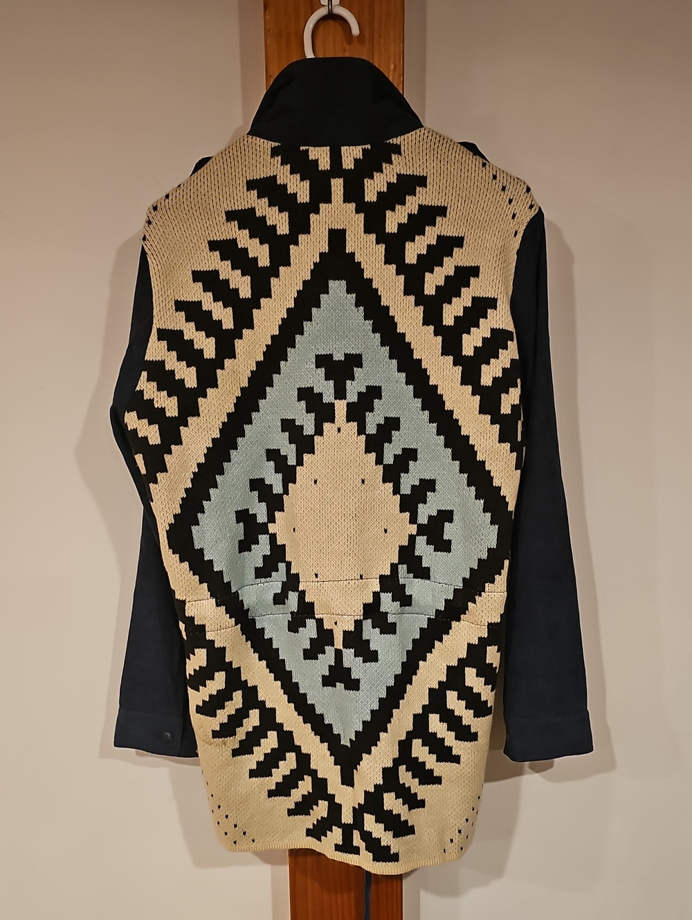 DAVI & DANI Navy Utility Jacket with Cream Aztec Back